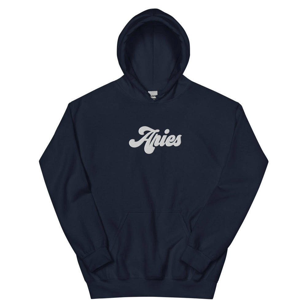 Aries Zodiac Embroidered Hoodie - Navy Color - https://ascensionemporium.net