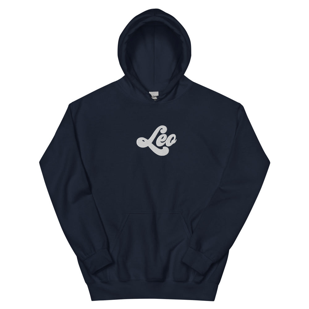 Leo Zodiac Embroidered Hoodie - Navy Color - https://ascensionemporium.net