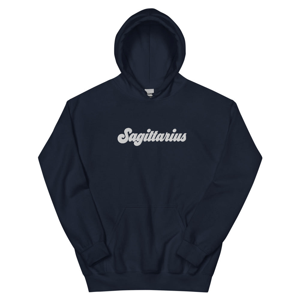 Sagittarius Zodiac Embroidered Hoodie - Navy Color - https://ascensionemporium.net