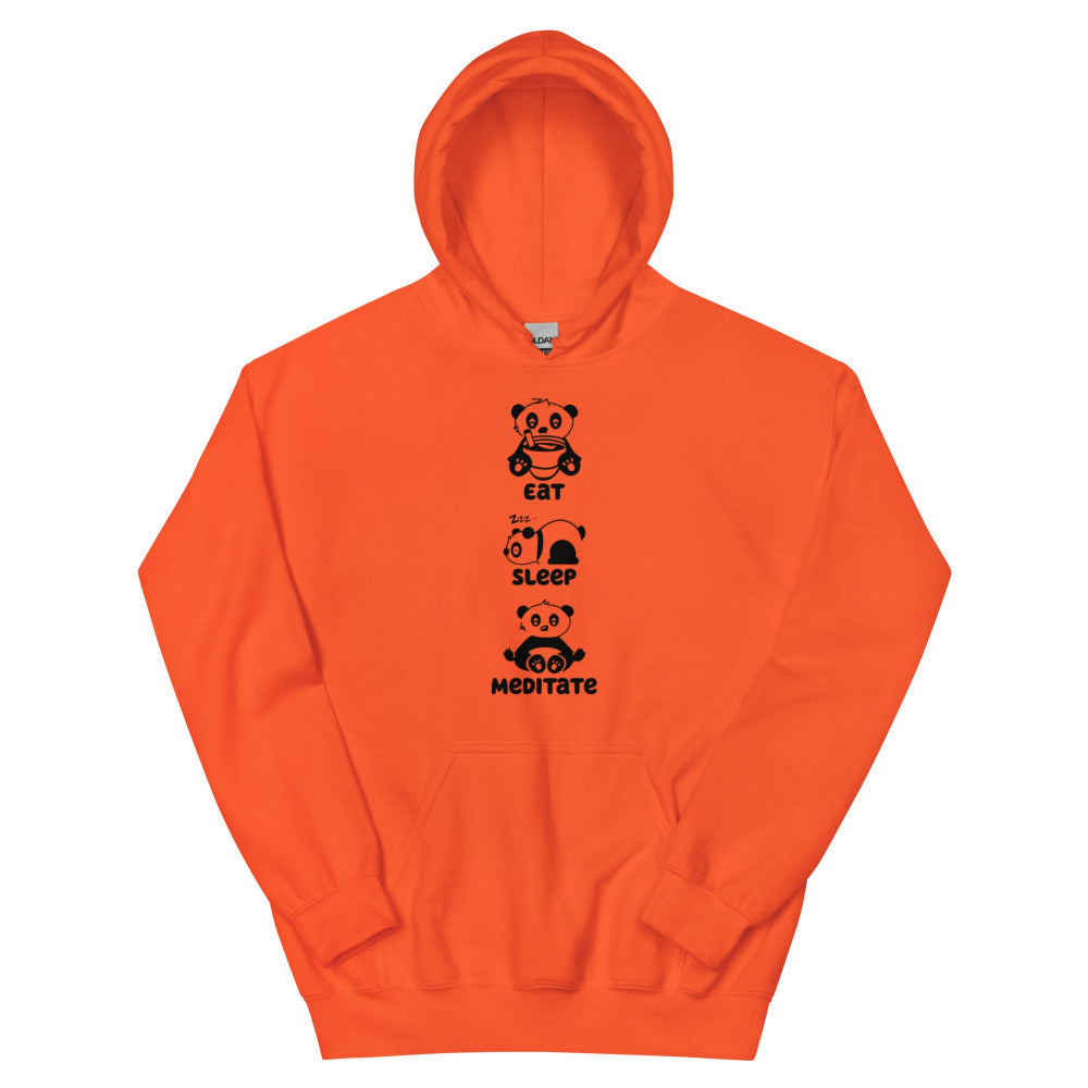 Eat Sleep Meditate Panda Hoodie - Orange Color - https://ascensionemporium.net