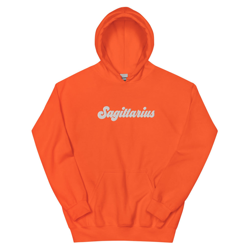 Sagittarius Zodiac Embroidered Hoodie - Orange Color - https://ascensionemporium.net
