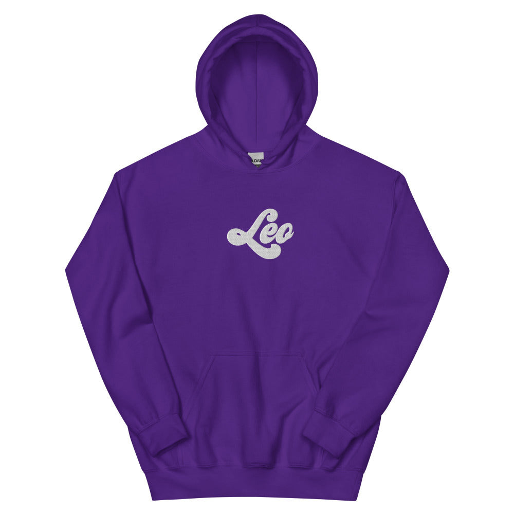 Leo Zodiac Embroidered Hoodie - Purple Color - https://ascensionemporium.net