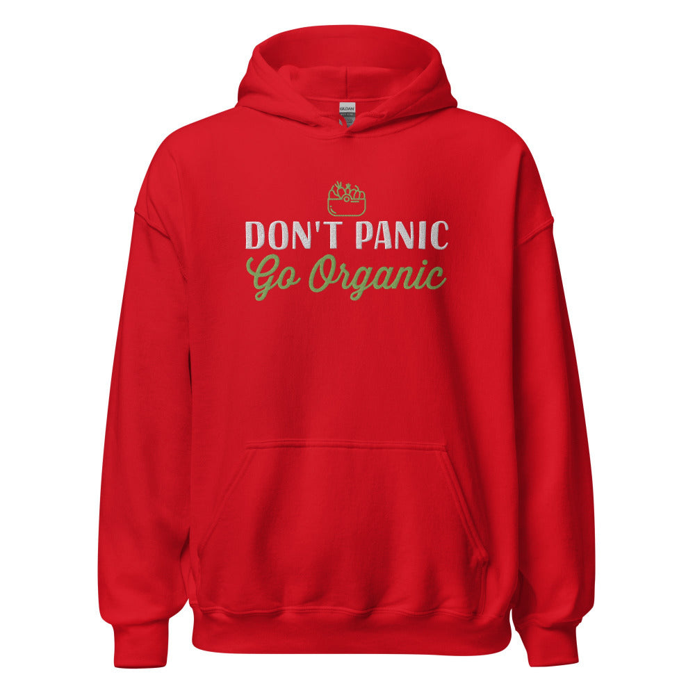 Don't Panic Go Organic Hoodie - Red Color - https://ascensionemporium.net 