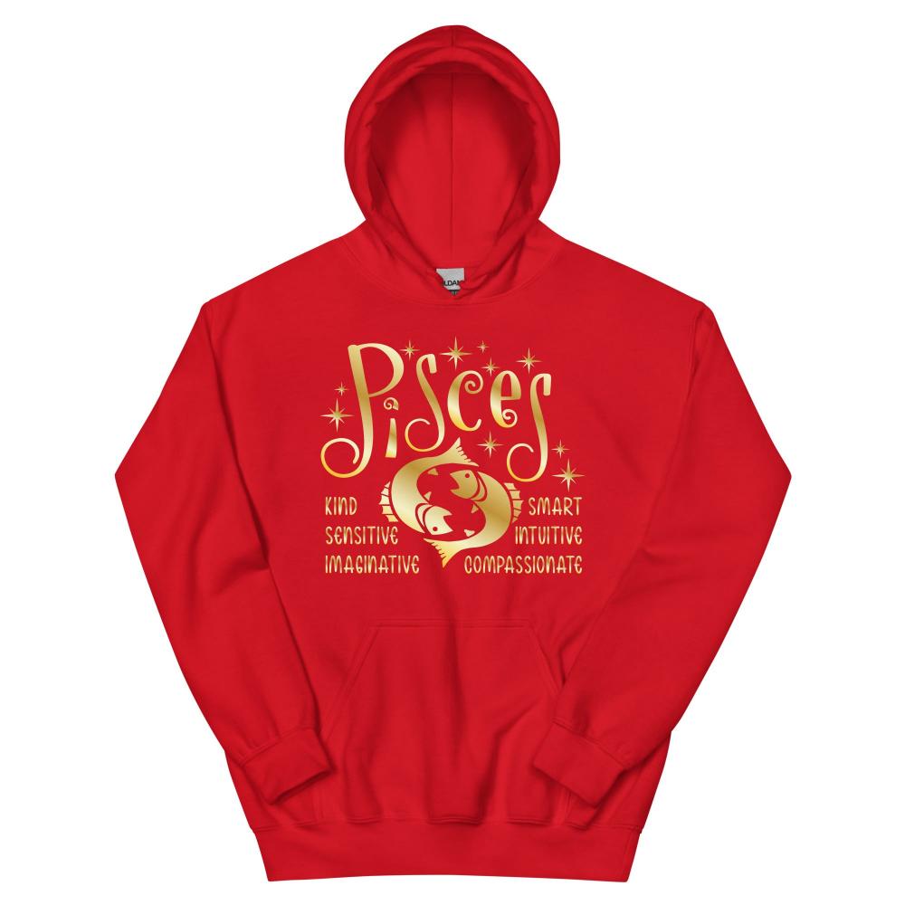 Pisces Zodiac Positive Traits Hoodie - Red Color - https://ascensionemporium.net
