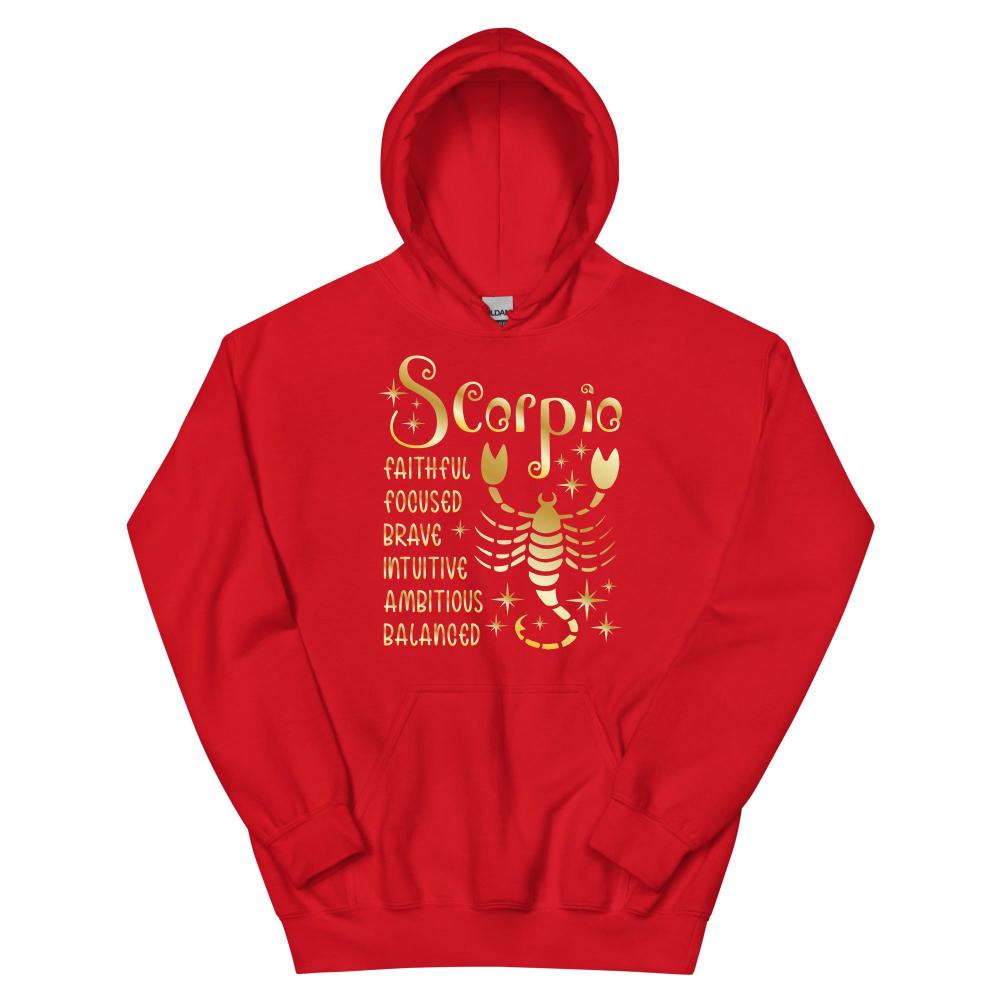 Scorpio Zodiac Positive Traits Hoodie - Red Color - https://ascensionemporium.net