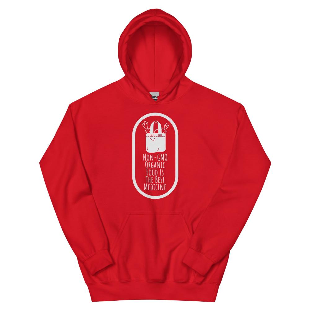 Non-GMO Organic Food Is The Best Medicine Hoodie - Red Color - https://ascensionemporium.net