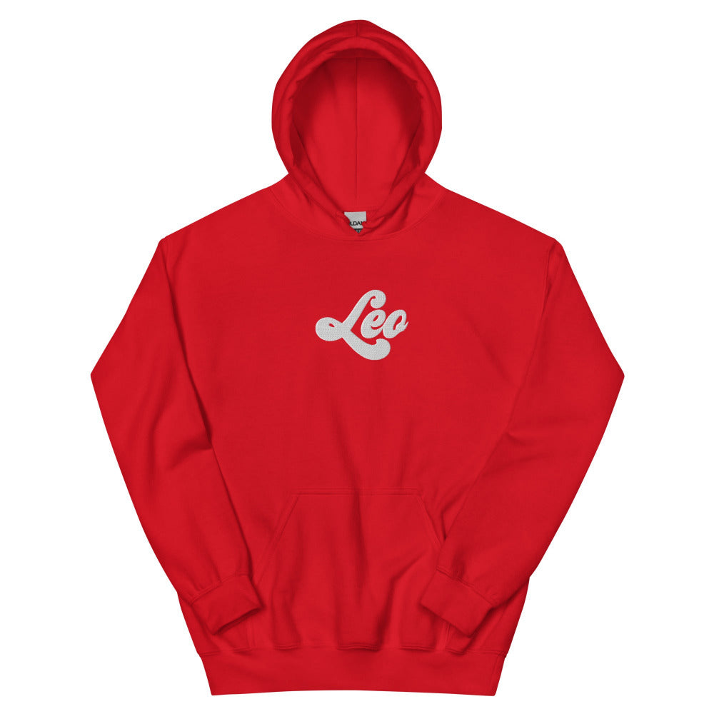 Leo Zodiac Embroidered Hoodie - Red Color - https://ascensionemporium.net