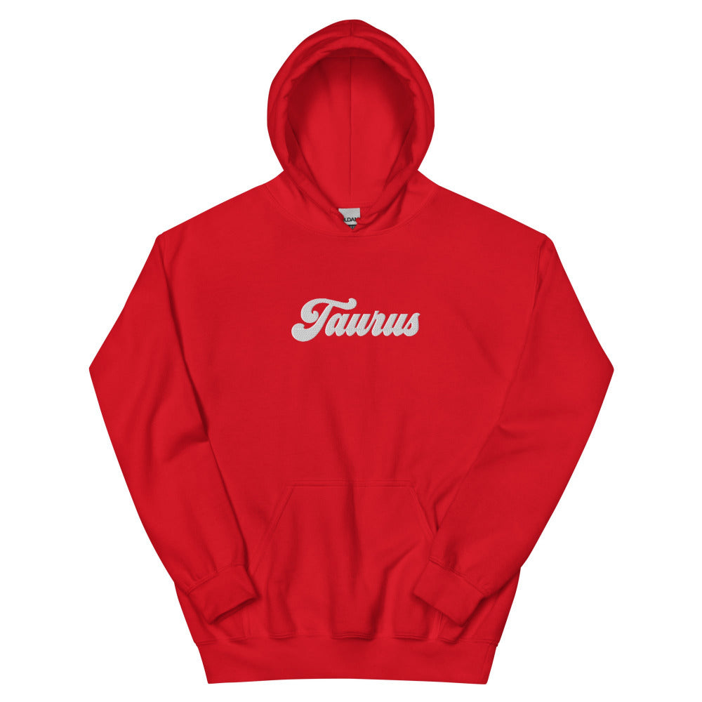 Taurus Zodiac Embroidered Hoodie - Red Color - https://ascensionemporium.net