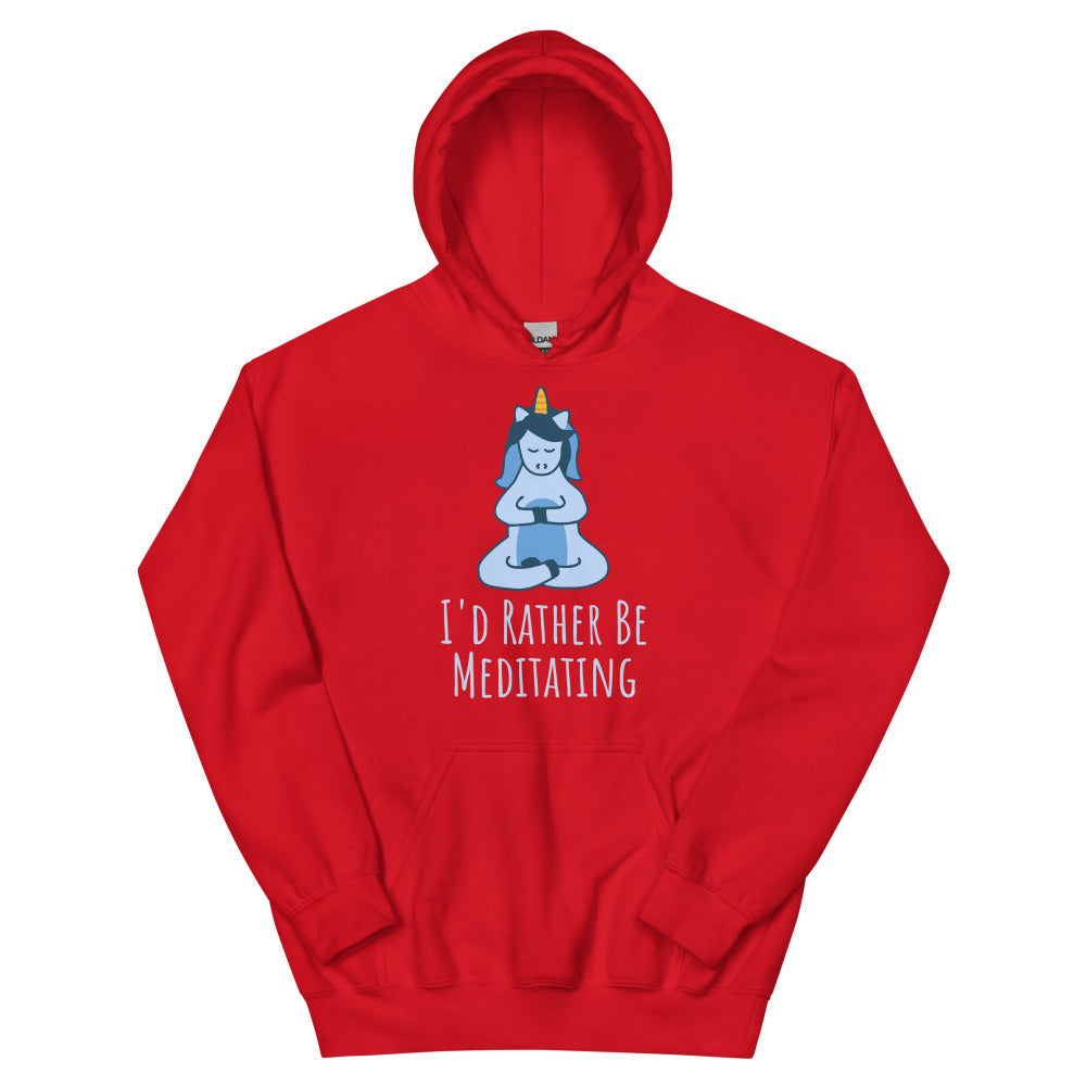 I'd Rather Be Meditating Unicorn Hoodie - Red Color - https://ascensionemporium.net