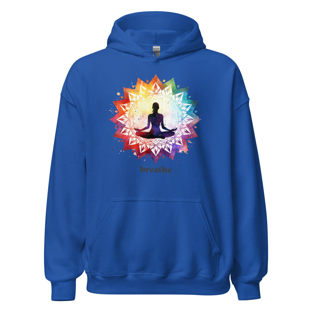 Breathe Yoga Meditation Hoodie - Chakra Mandala - Royal Color