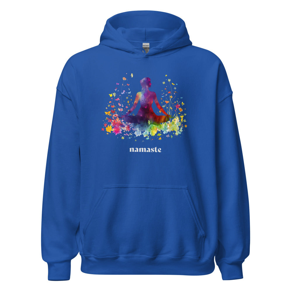 Namaste Yoga Meditation Hoodie - Rainbow Garden - Royal Color - https://ascensionemporium.net