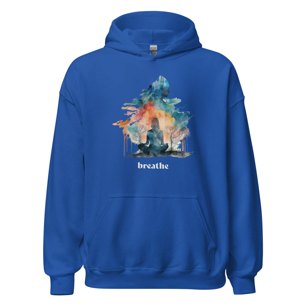 Breathe Watercolor Clouds Hoodie - Royal Color - https://ascensionemporium.net
