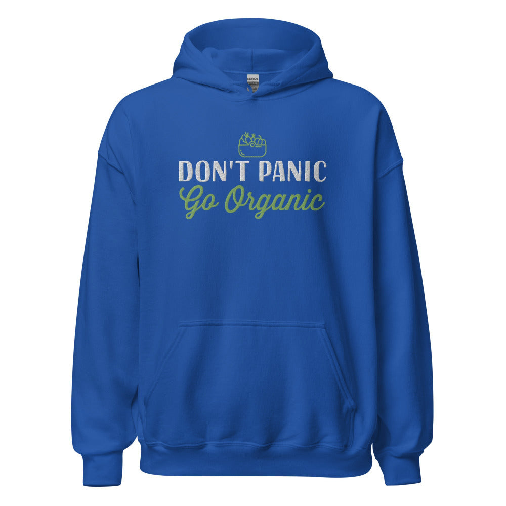 Don't Panic Go Organic Hoodie - Royal Color - https://ascensionemporium.net 