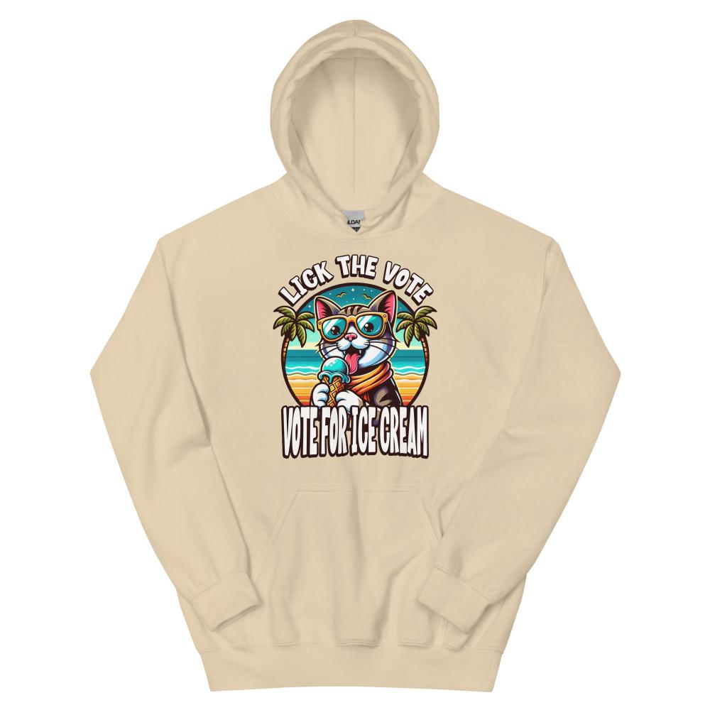 Lick The Vote Ice Cream Cat Hoodie - Sand Color - https://ascensionemporium.net