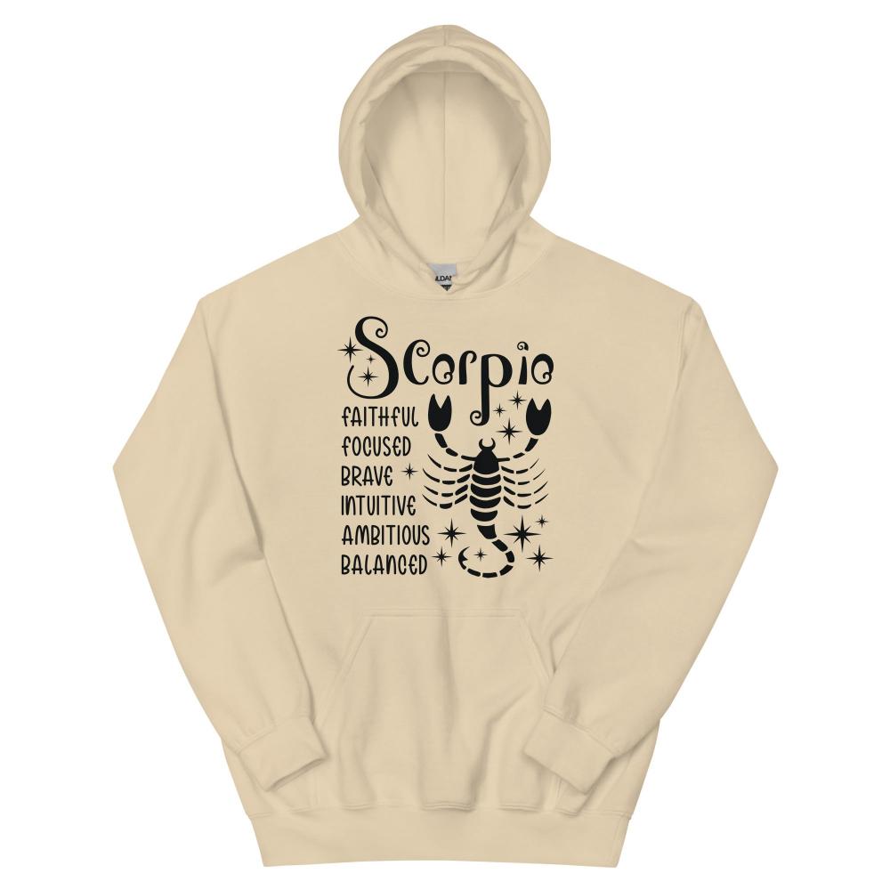 Scorpio Zodiac Positive Traits Hoodie - Sand Color - https://ascensionemporium.net