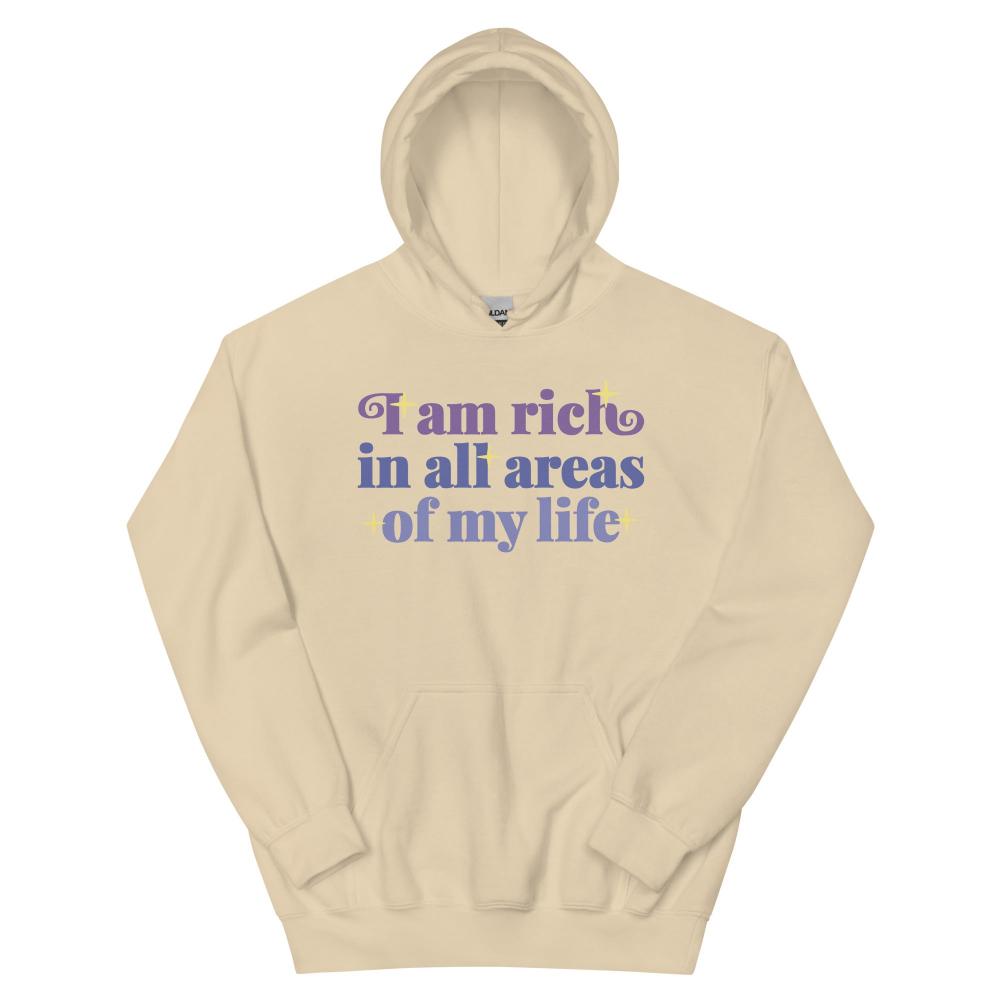 I Am Rich In All Areas Of My Life Hoodie - Sand Color - https://ascensionemporium.net