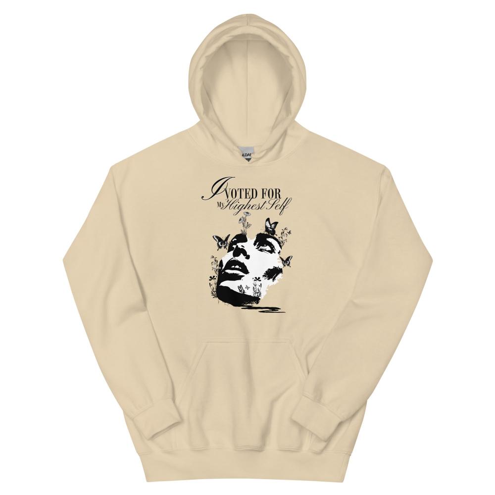 I Voted For My Highest Self Hoodie - Sand Color - https://ascensionemporium.net