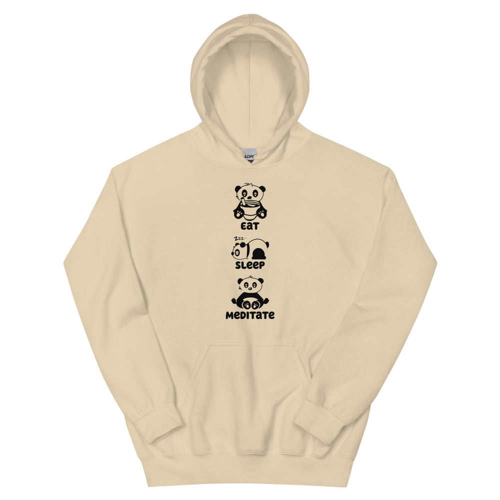 Eat Sleep Meditate Panda Hoodie - Sand Color - https://ascensionemporium.net