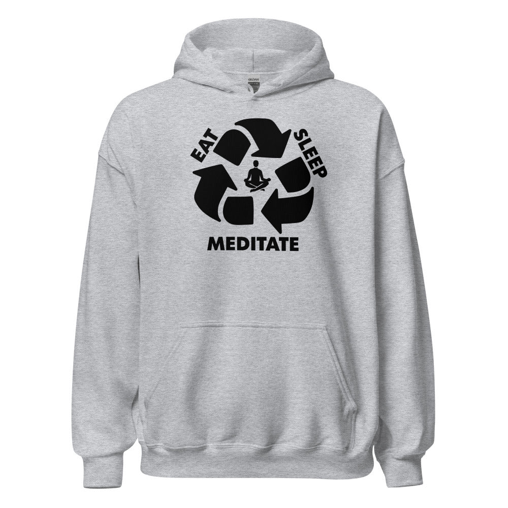 Eat Sleep Meditate Hoodie - Sport Grey Color