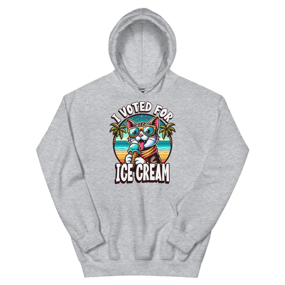 I Voted For Ice Cream Cat Hoodie - Sport Grey Color - https://ascensionemporium.net