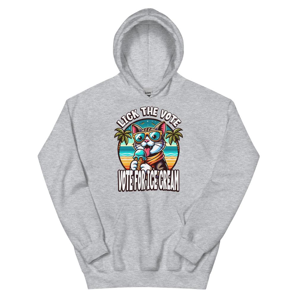 Lick The Vote Ice Cream Cat Hoodie - Sport Grey Color - https://ascensionemporium.net