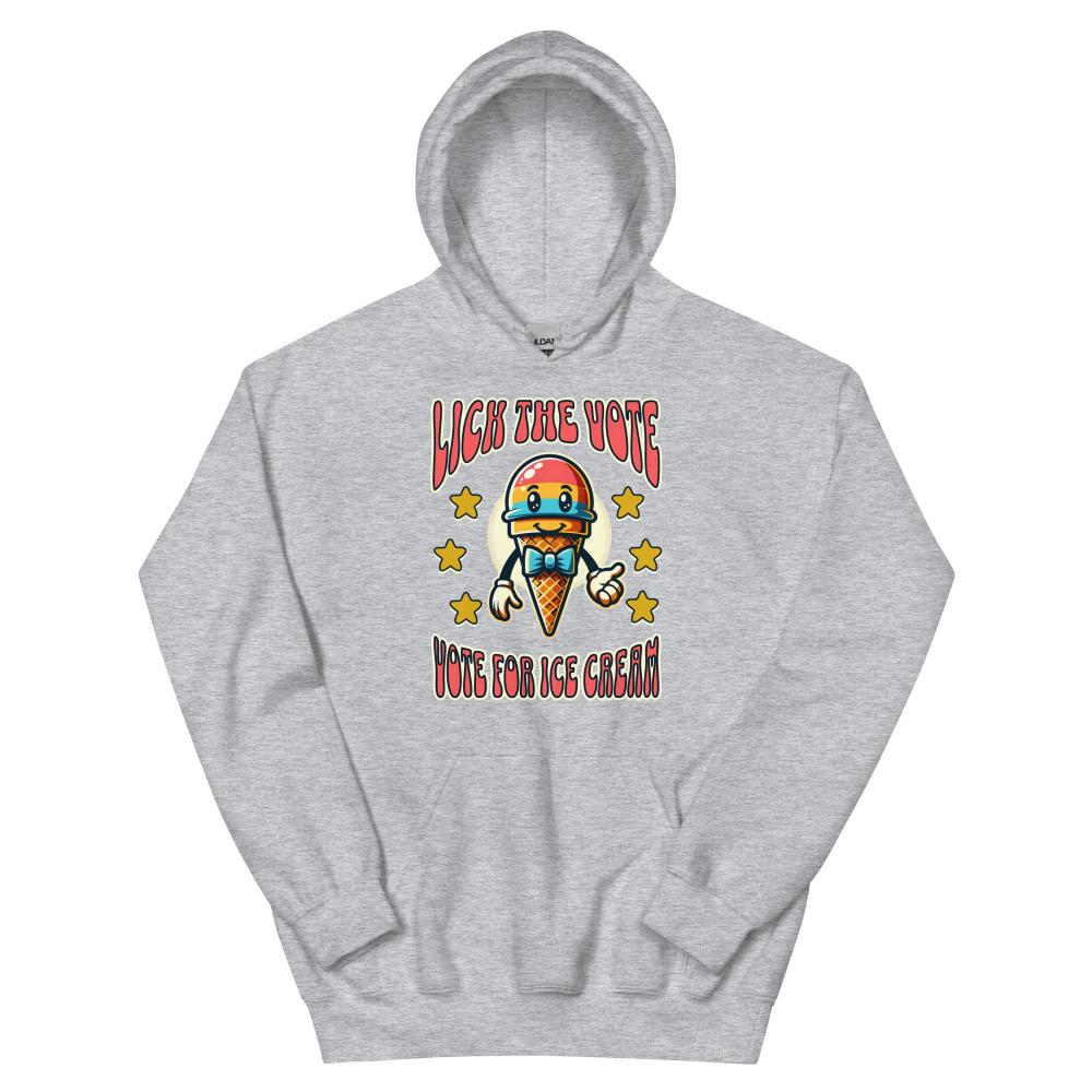 Lick The Vote Ice Cream Hoodie - Sport Grey Color - https://ascensionemporium.net