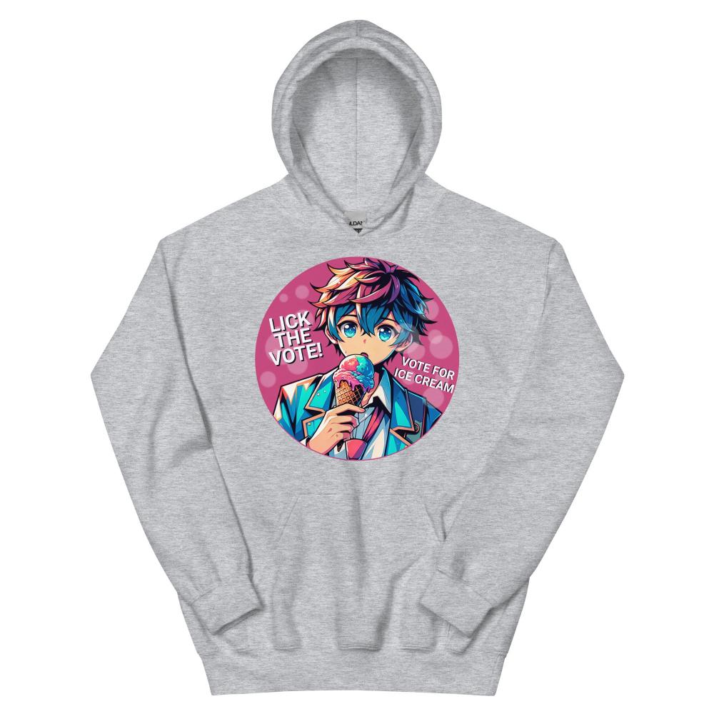 Lick The Vote Anime Ice Cream Boy Hoodie - Sport Grey Color - https://ascensionemporium.net