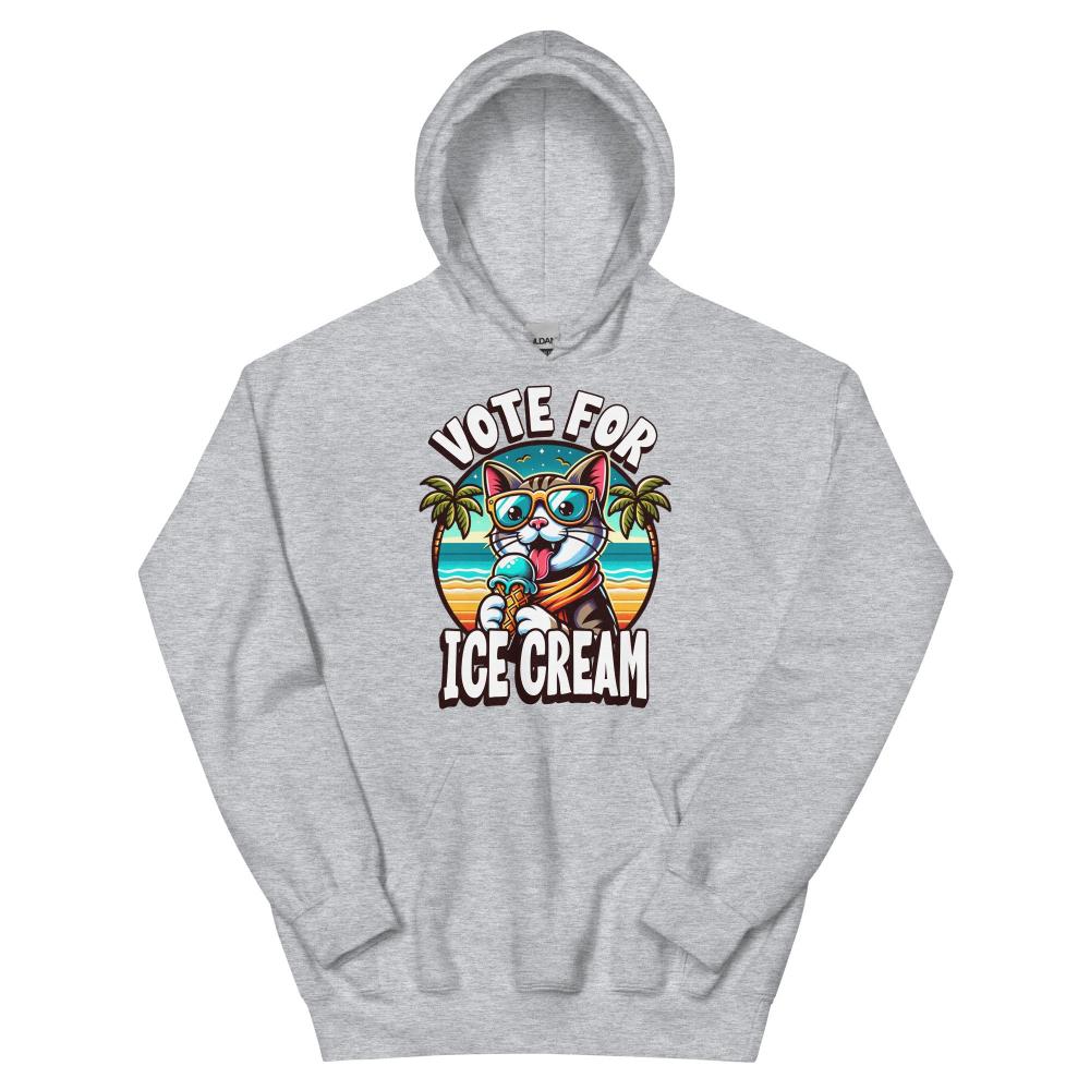 Vote For Ice Cream Cat Hoodie - Sport Grey Color - https://ascensionemporium.net