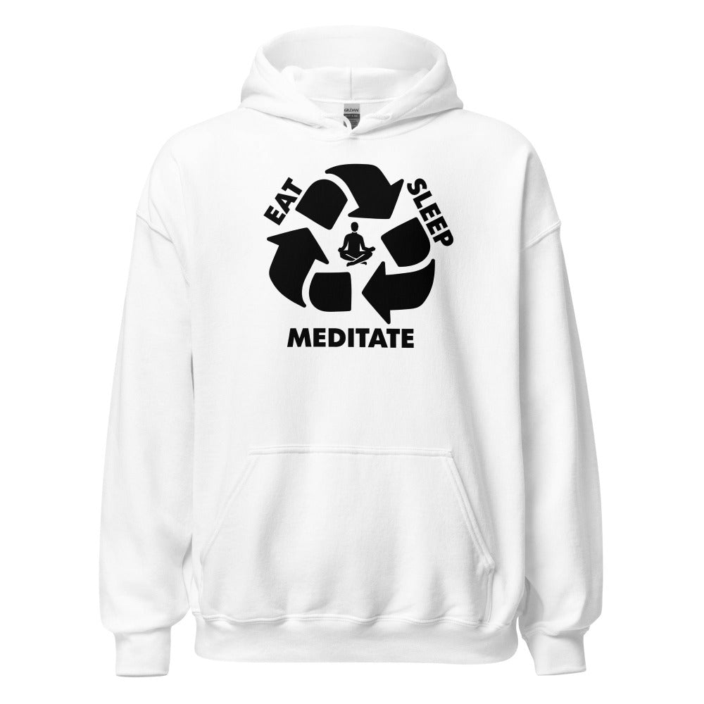 Eat Sleep Meditate Hoodie - White Color