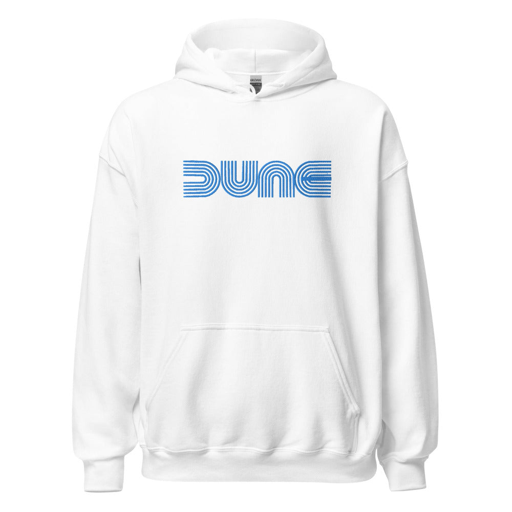 Dune Hoodie - White Color - Blue Embroidery - https://ascensionemporium.net