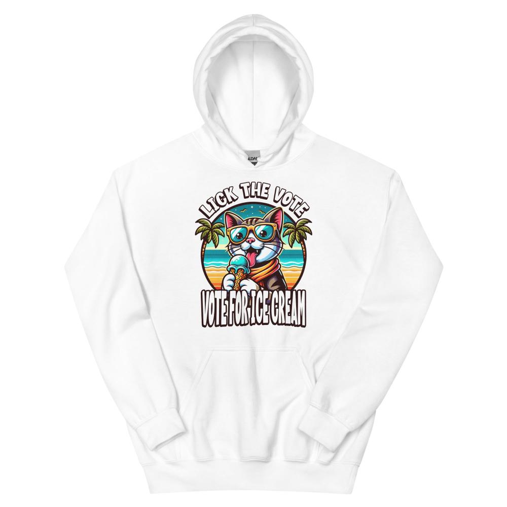 Lick The Vote Ice Cream Cat Hoodie - White Color - https://ascensionemporium.net