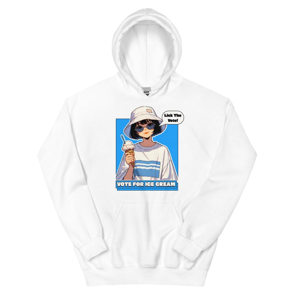 Lick The Vote Anime Ice Cream Girl Hoodie - White Color - https://ascensionemporium.net
