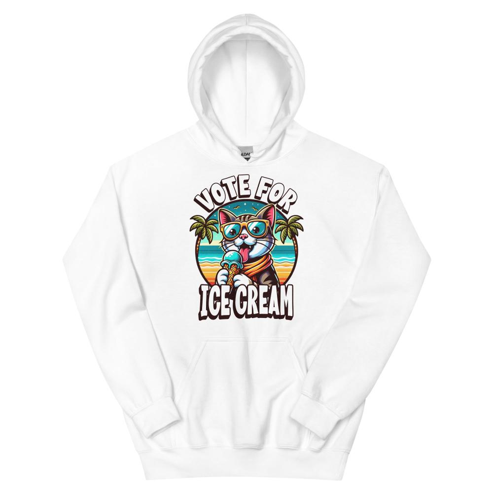 Vote For Ice Cream Cat Hoodie - White Color - https://ascensionemporium.net