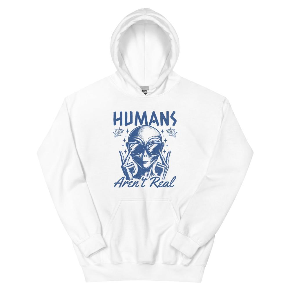 Humans Aren't Real Alien Hoodie - White Color - https://ascensionemporium.net