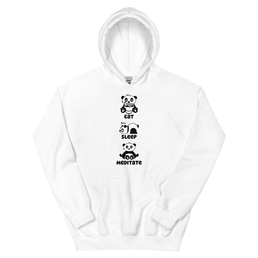 Eat Sleep Meditate Panda Hoodie - White Color - https://ascensionemporium.net
