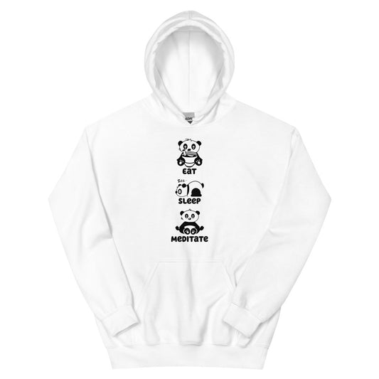 Eat Sleep Meditate Panda Hoodie - White Color - https://ascensionemporium.net