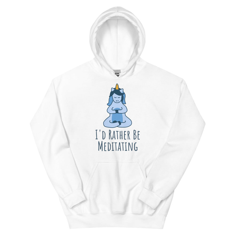 I'd Rather Be Meditating Unicorn Hoodie - White Color - https://ascensionemporium.net