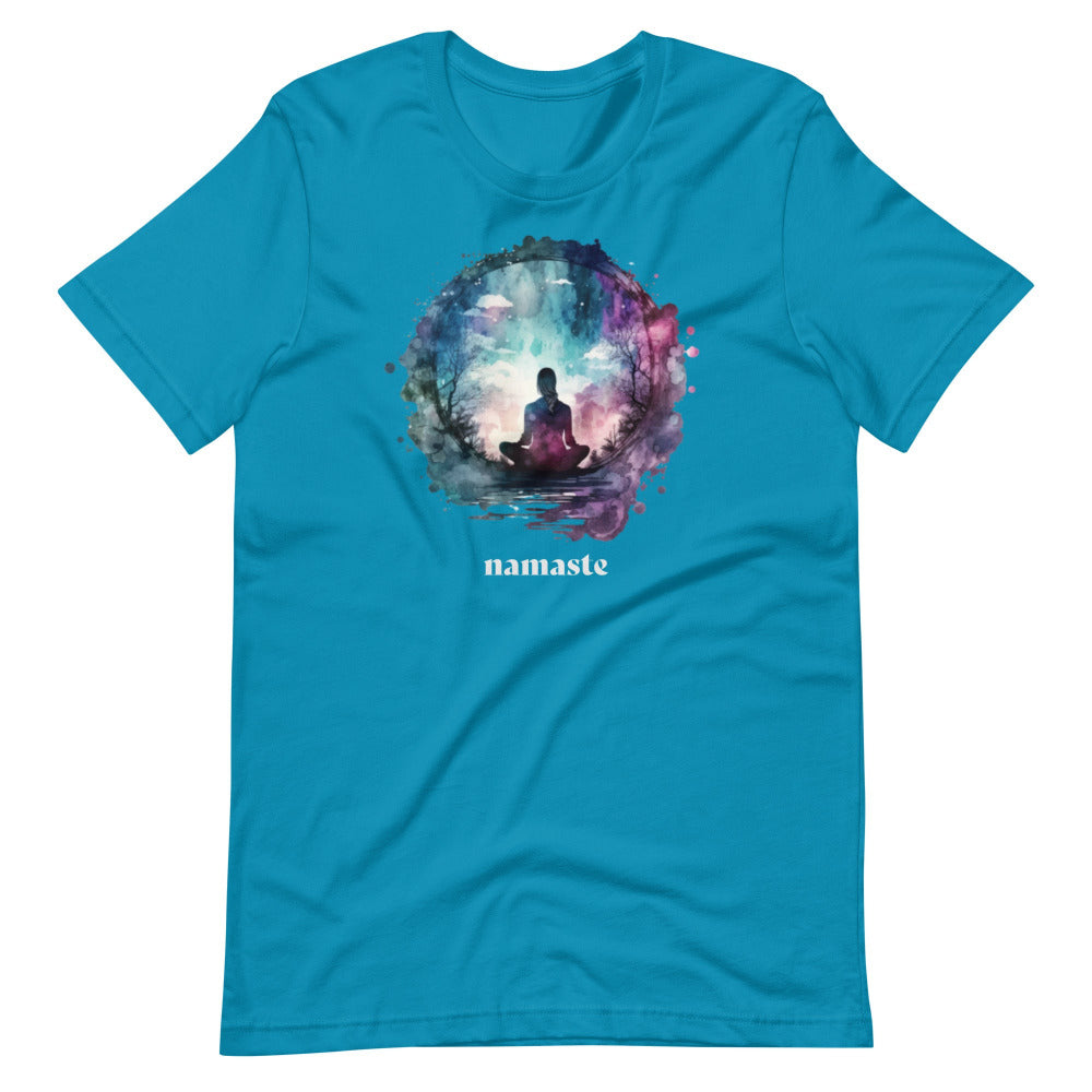 Namaste Yoga Meditation TShirt - Watercolor Sphere - Aqua Color - https://ascensionemporium.net