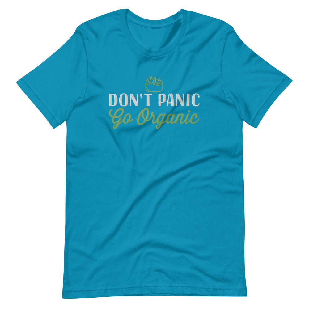 Don't Panic Go Organic TShirt - Aqua Color - https://ascensionemporium.net 