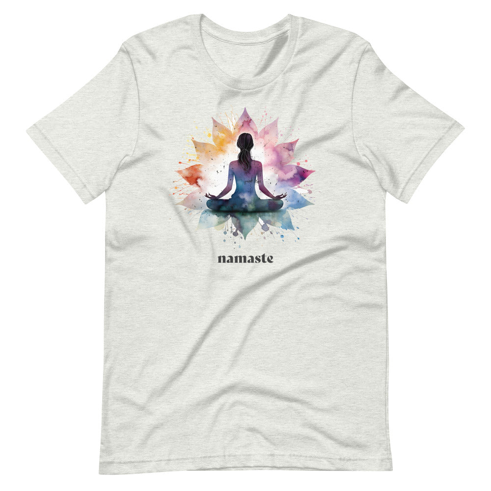 Namaste Yoga Meditation TShirt - Lotus Flower Mandala - Ash Color - https://ascensionemporium.net