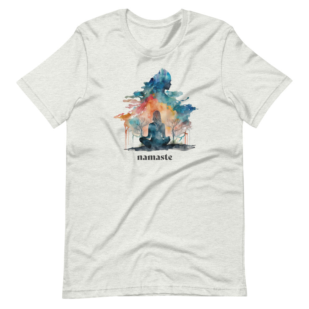 Namaste Yoga Meditation TShirt - Watercolor Clouds - Ash Color - https://ascensionemporium.net