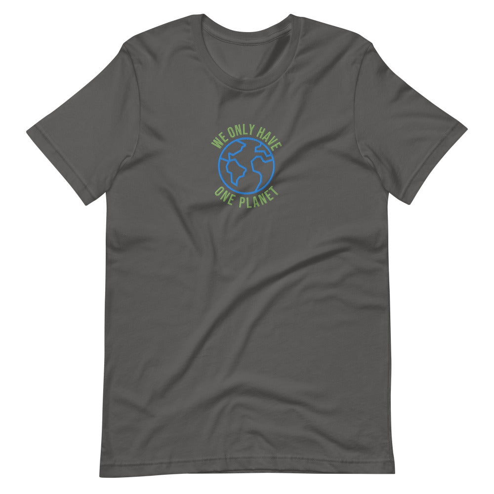 We Only Have One Planet Embroidered TShirt - Asphalt Color - https://ascensionemporium.net