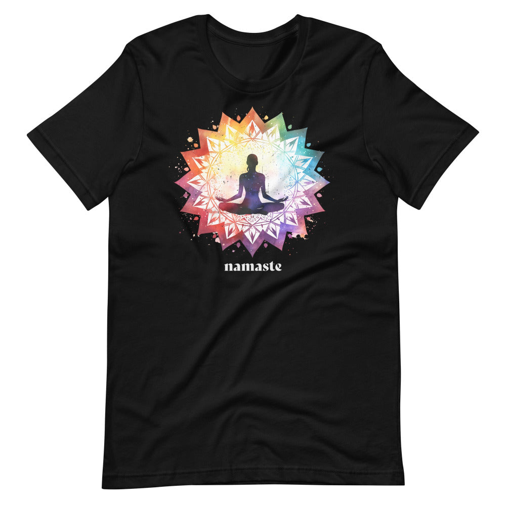 Namaste Lotus Chakra Mandala TShirt - Black Color - https://ascensionemporium.net