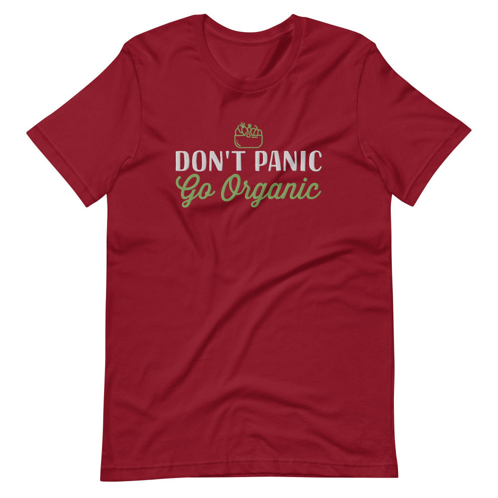 Don't Panic Go Organic TShirt - Cardinal Color - https://ascensionemporium.net 