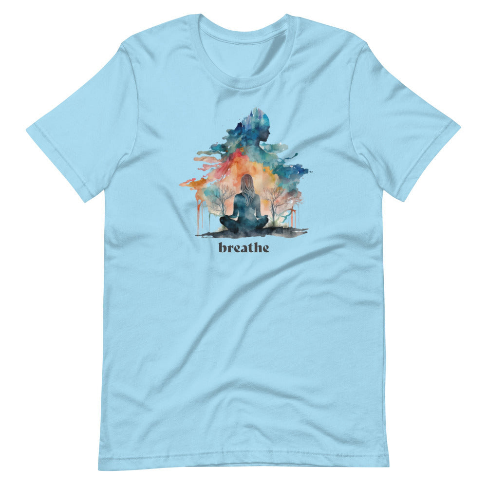 Breathe Watercolor Clouds TShirt - Ocean Blue Color - https://ascensionemporium.net