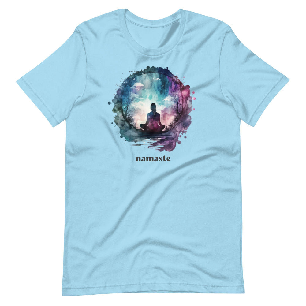 Namaste Yoga Meditation TShirt - Watercolor Sphere - Ocean Blue Color - https://ascensionemporium.net