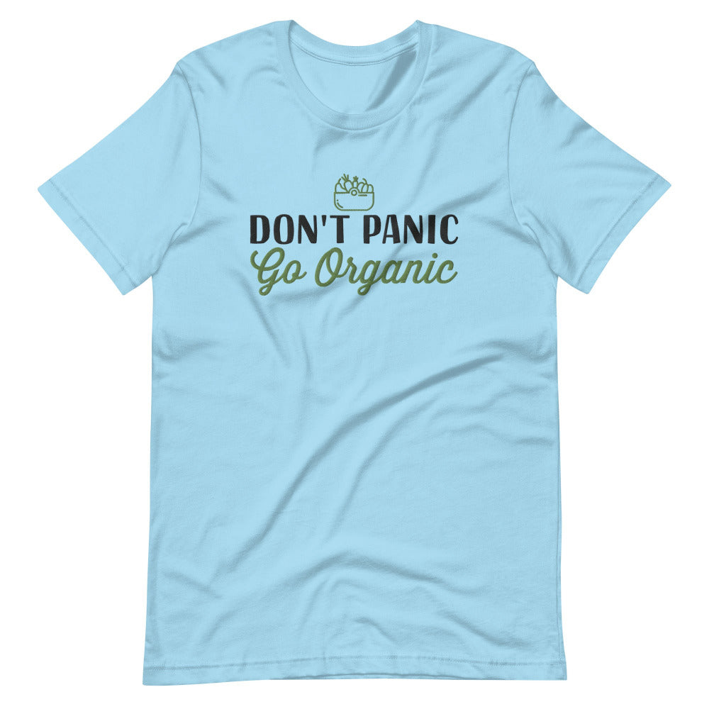 Don't Panic Go Organic TShirt - Ocean Blue Color - https://ascensionemporium.net 