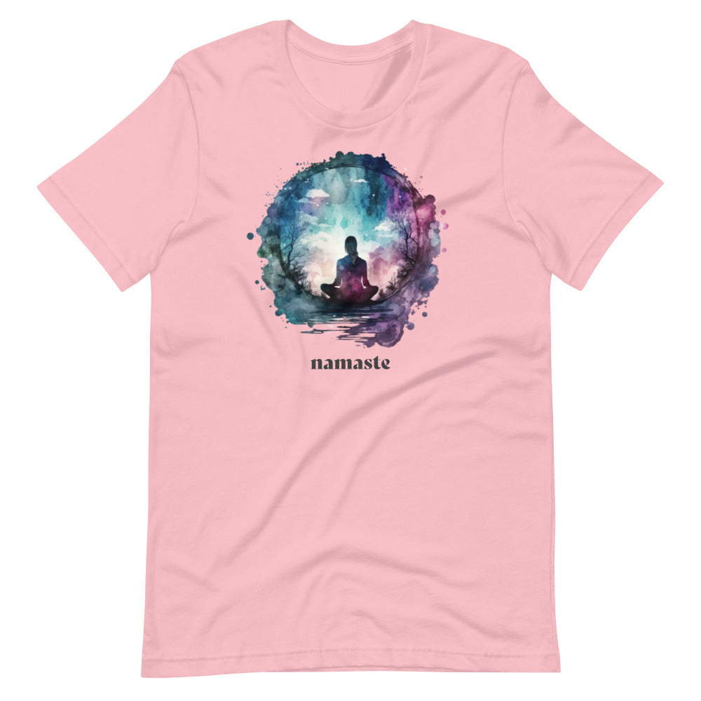 Namaste Yoga Meditation TShirt - Watercolor Sphere - Pink Color - https://ascensionemporium.net