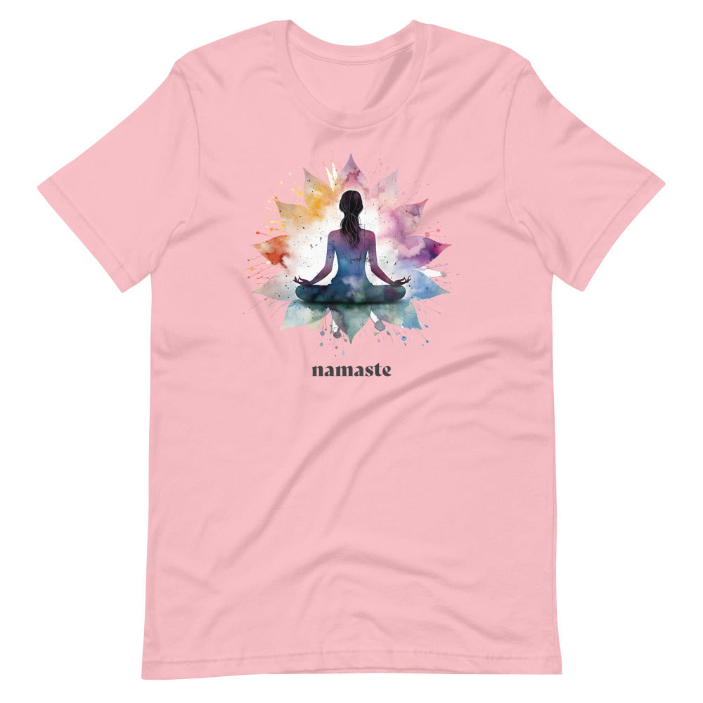 Namaste Yoga Meditation TShirt - Lotus Flower Mandala - Pink Color
