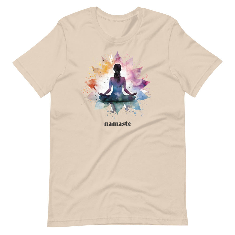 Namaste Yoga Meditation TShirt - Lotus Flower Mandala - Soft Cream Color